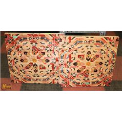 PAIR OF MULTI COLOR WOOD WALL HANGINGS.