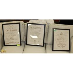 FRAMED 3 PC PICTURE SET