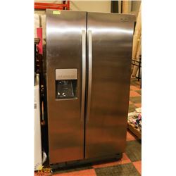 WHIRLPOOL STAINLESS STEEL SIDE BY SIDE FRIDGE W/