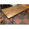 Image 1 : RUSTIC WOOD & METAL KITCHEN TABLE 35" X 71" X 30.5