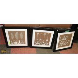 3 FRAMED PIECES OF ART.