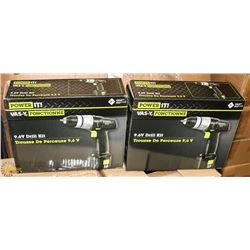 PACK OF 2 POWER IT 9.6 VOLT CORDLESS DRILLS. TOOLS