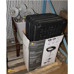 PALLET WITH LIGHTING, PLASTIC SHELVING AND BAMBOO