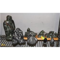 LOT OF 6 ASSORTED SOAPSTONE STYLE ORNAMENTS