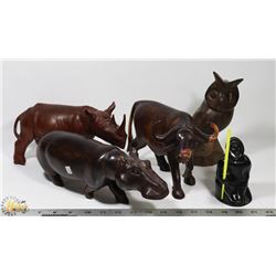 LOT OF 4 ESTATE WOOD CARVED ANIMAL ORNAMENTS