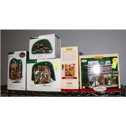 LOT OF 5 LEMAX AND DEPARTMENT 56 ORNAMENTS