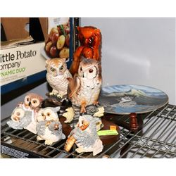 LOT OF ASSORTED OWL ORNAMENTS