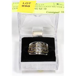 HARLEY DAVIDSON LOGO SILVER & GOLD TONE RING SZ 10