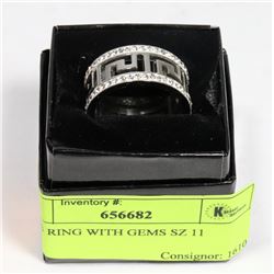 MENS RING WITH GEMS SZ 11