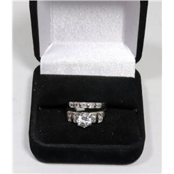 STERLING SILVER ZIRCONIA 2 PC ENGAGEMENT/WEDDING