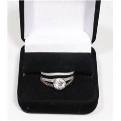 STERLING SILVER ZIRCONIA 2 PC ENGAGEMENT/WEDDING