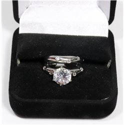 STERLING SILVER ZIRCONIA 2 PC ENGAGEMENT/WEDDING
