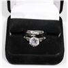 Image 1 : STERLING SILVER ZIRCONIA 2 PC ENGAGEMENT/WEDDING