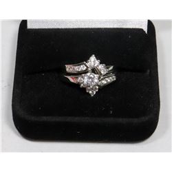 STERLING SILVER ZIRCONIA 2 PC ENGAGEMENT/WEDDING