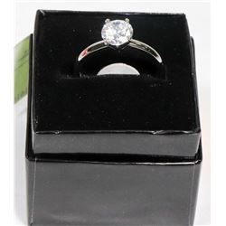 STERLING SILVER ZIRCONIA SOLITAIRE RING SIZE 11