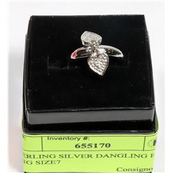 STERLING SILVER DANGLING HEART RING SIZE7