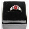 Image 1 : STERLING SILVER RED ZIRCONIA RING SIZE 8