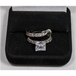 STERLING SILVER ZIRCONIA 2 PC ENGAGEMENT/WEDDING