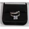 Image 1 : STERLING SILVER ZIRCONIA 2 PC ENGAGEMENT/WEDDING