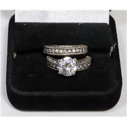 STERLING SILVER ZIRCONIA 2 PC ENGAGEMENT/WEDDING