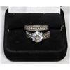 Image 1 : STERLING SILVER ZIRCONIA 2 PC ENGAGEMENT/WEDDING