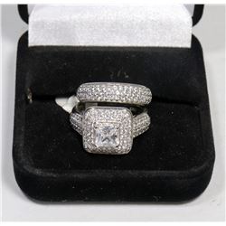 STERLING SILVER ZIRCONIA 2 PC ENGAGEMENT/WEDDING