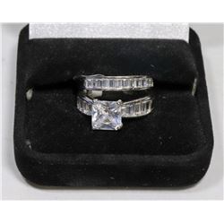 STERLING SILVER ZIRCONIA 2 PC ENGAGEMENT/WEDDING