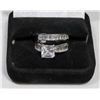 Image 1 : STERLING SILVER ZIRCONIA 2 PC ENGAGEMENT/WEDDING