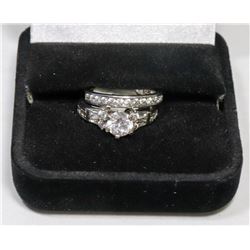 STERLING SILVER ZIRCONIA 2 PC ENGAGEMENT/WEDDING