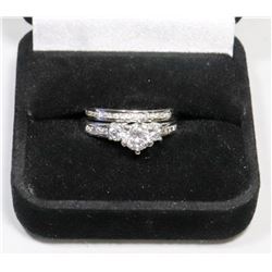 STERLING SILVER ZIRCONIA 2 PC ENGAGEMENT/WEDDING