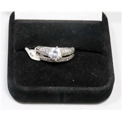 STERLING SILVER ZIRCONIA 2 PC ENGAGEMENT/WEDDING