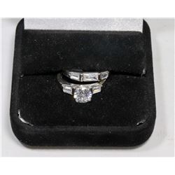 STERLING SILVER ZIRCONIA 2 PC ENGAGEMENT/WEDDING