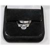 Image 1 : STERLING SILVER ZIRCONIA 2 PC ENGAGEMENT/WEDDING