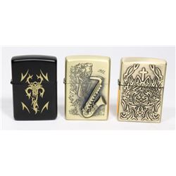 LOT OF 3 ZIPPO STYLE LIGHTERS