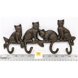 CAST IRON CAT 4 HOOK WALL MOUNT KEY HOLDER