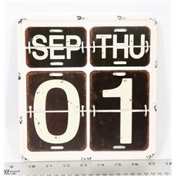 WHITE AND BLACK METAL WALL HANGING FLIP CALENDAR