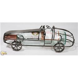 METAL WINE BOTTLE HOLDER RACE CAR,NEW