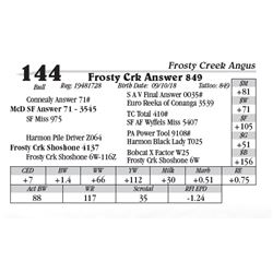 Lot  144 - Frosty Crk Answer 849