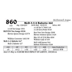 Lot  860 - McD-3-3-2 Babette 860