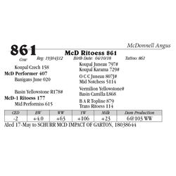 Lot  861 - McD Ritoess 861