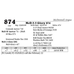 Lot  874 - McD-3-3 Glory 874