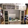 Image 1 : WHITE COUNTRY LOOK DISPLAY WITH 2 GLASS DOORS, DESK AND OVERSHELF