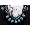 Image 8 : Navajo White Moss Agate & Turquoise Bracelet