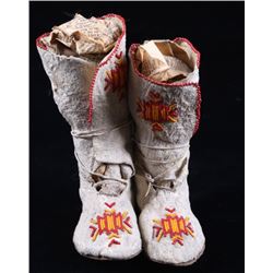 Crow Beaded High-Top Child's Moccasins c.1890-1900