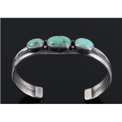 Signed Navajo Sterling & Turquoise Bracelet