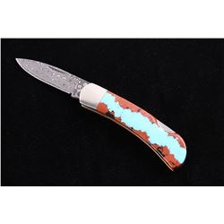 Vein Turquoise & Raindrop Damascus Knife