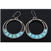 Image 2 : Navajo Sterling Silver & Turquoise Inlay Earrings