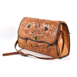 Large Hand Tooled Western Leather Purse