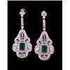Image 1 : Art Deco "Great Gatsby" Emerald & Diamond Earrings