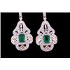 Image 3 : Art Deco "Great Gatsby" Emerald & Diamond Earrings